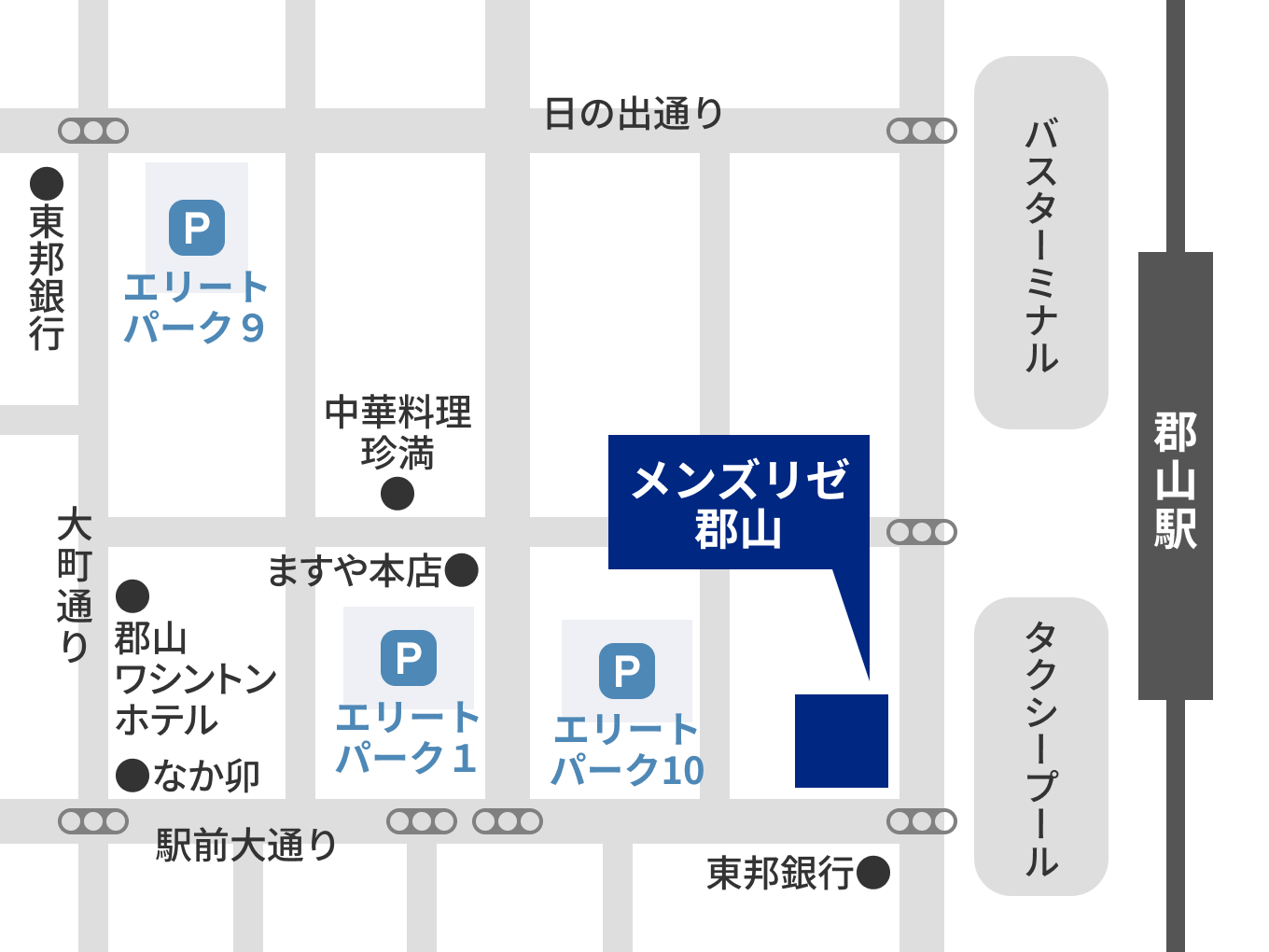 メンズリゼ郡山提携駐車場の地図