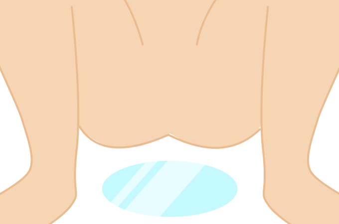 STEP（2）鏡を下に置いてしゃがむ