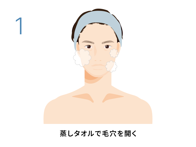 STEP1｜蒸しタオルで毛穴を開く