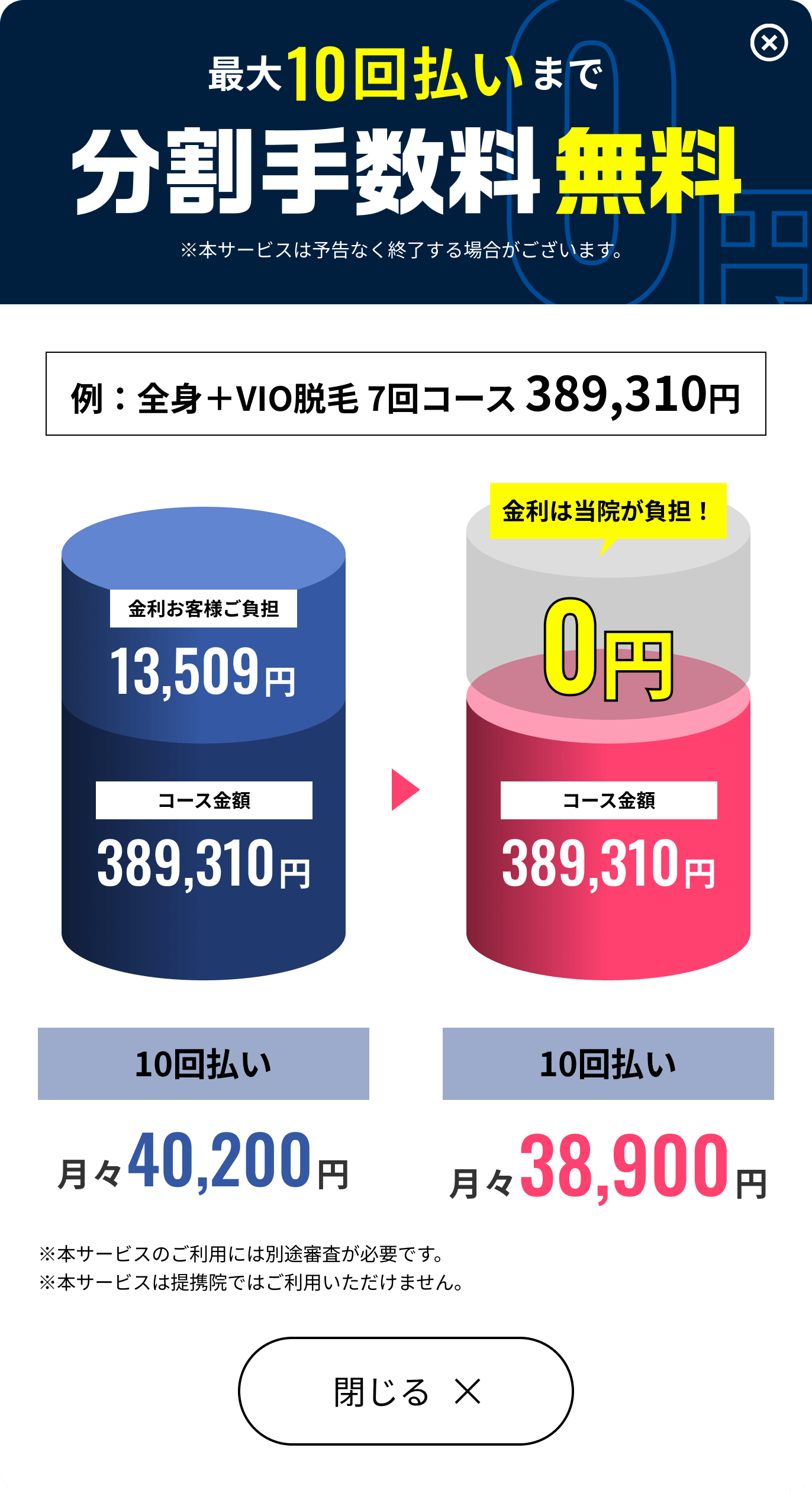 最大10回払いまで分割手数料無料(詳細)