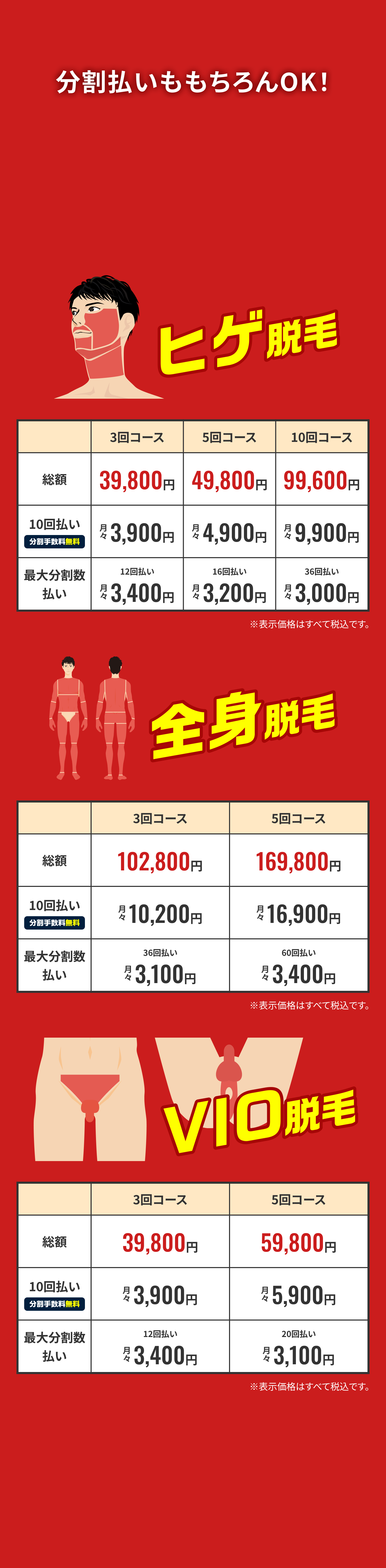 分割払いももちろんOK！
